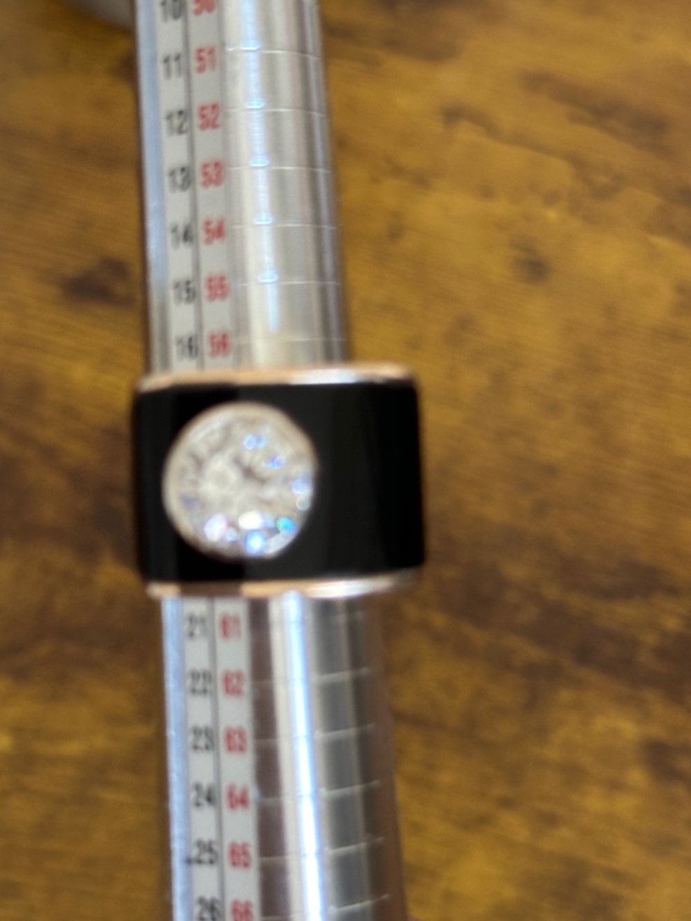 Chunky Black Silver Toned Ring Size 7 - Picture 3 of 4